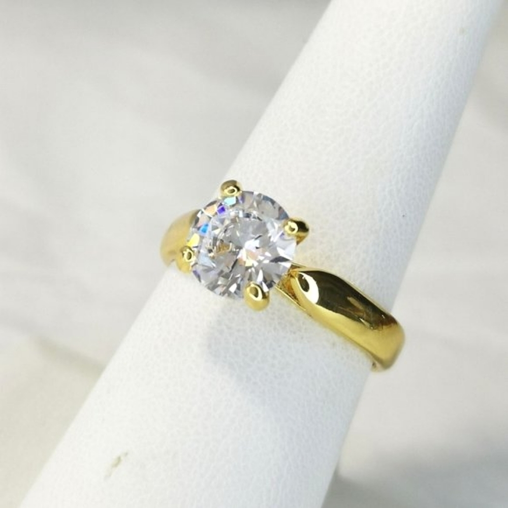 1.5CT Diamonelle diamond Cz solitaire 14k gold engagement  cocktail ring size 8
